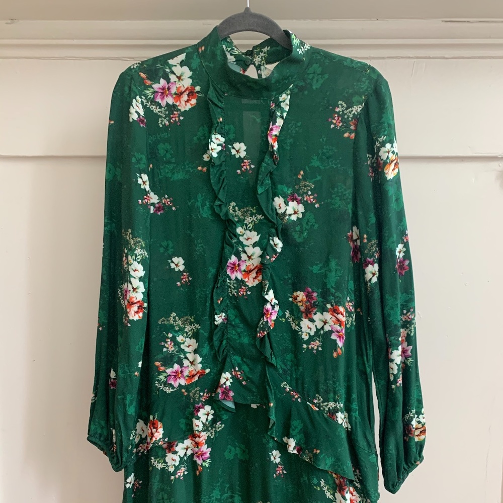 Long Green Floral H&M Dress Euro 36 /6 worn once